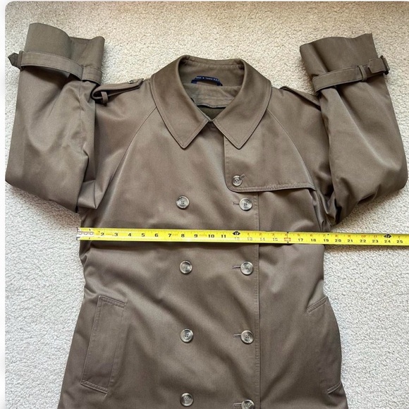 Vintage Khaki Trench Coat Sz 12 Double-Breasted Utility Removable Liner - Picture 5 of 8